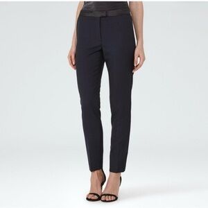 REISS Rocco Tuxedo Trousers navy blue black side stripe wool US 4 NWT